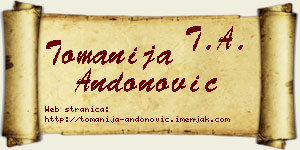 Tomanija Andonović vizit kartica